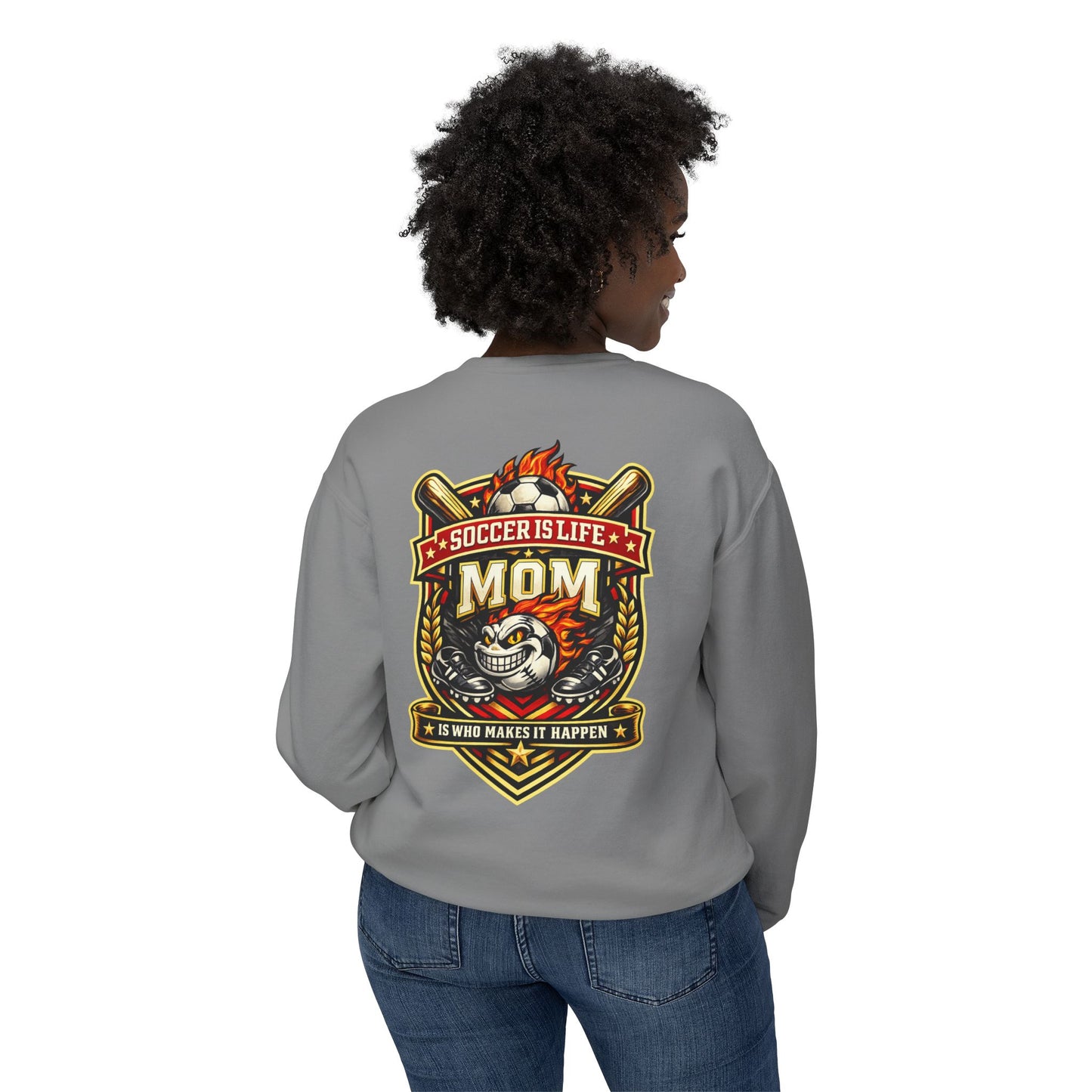 Soccer Is Life Mom Crewneck Sweatshirt — Soccer Mom Graphic Crew