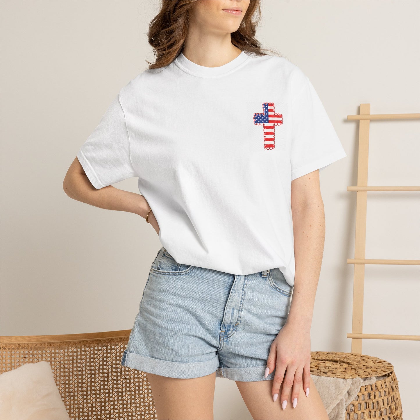 Patriotic Jesus & America T-Shirt — "Loves Jesus and America Too" Graphic Tee