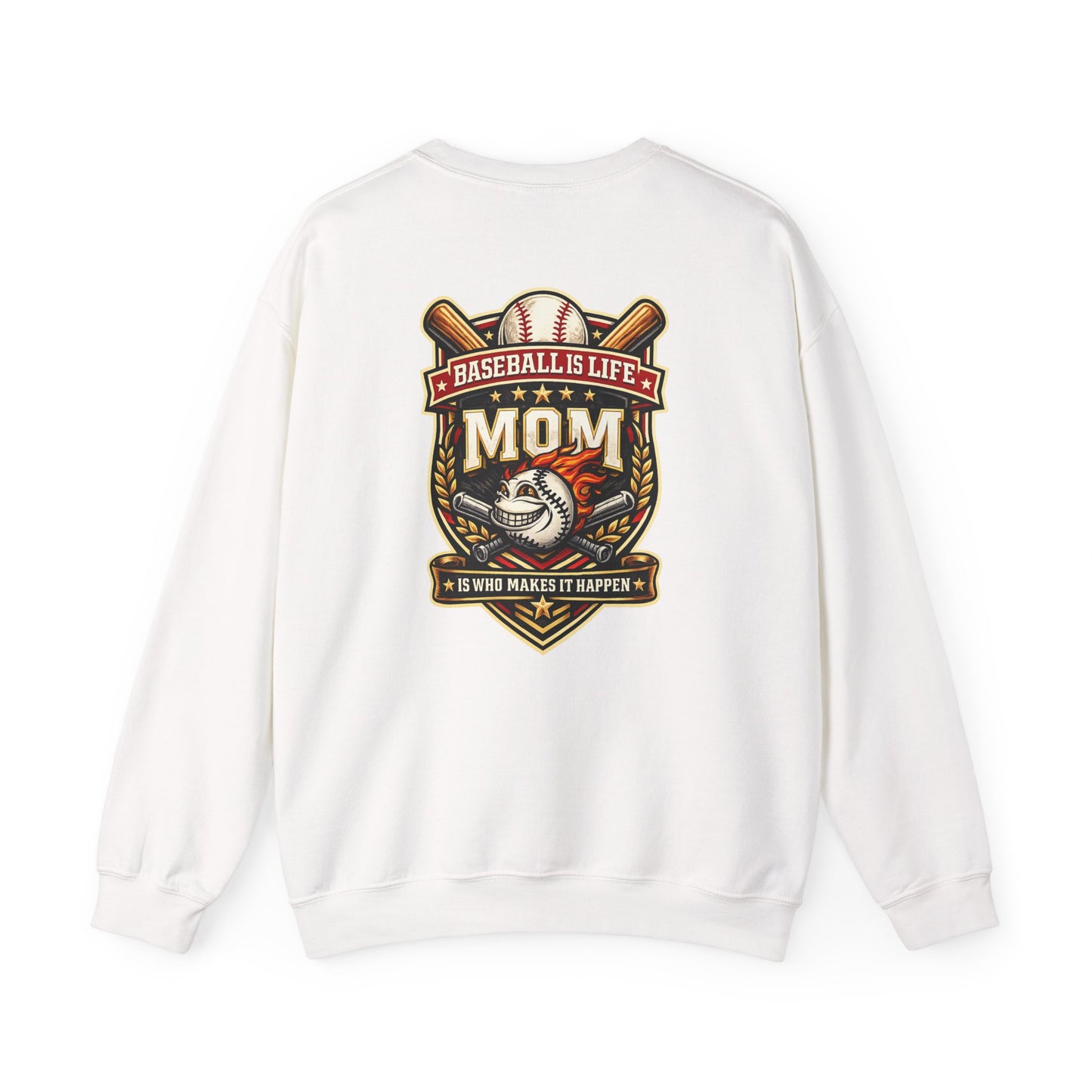 Baseball Mom Crewneck Sweatshirt — "Baseball Is Life" Graphic