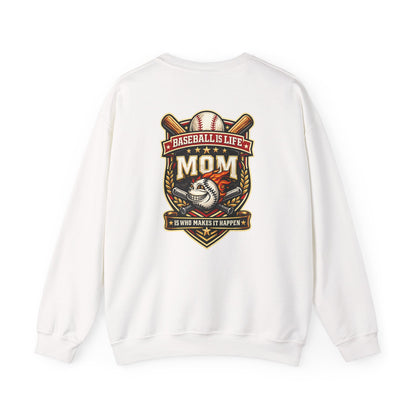 Baseball Mom Crewneck Sweatshirt — "Baseball Is Life" Graphic