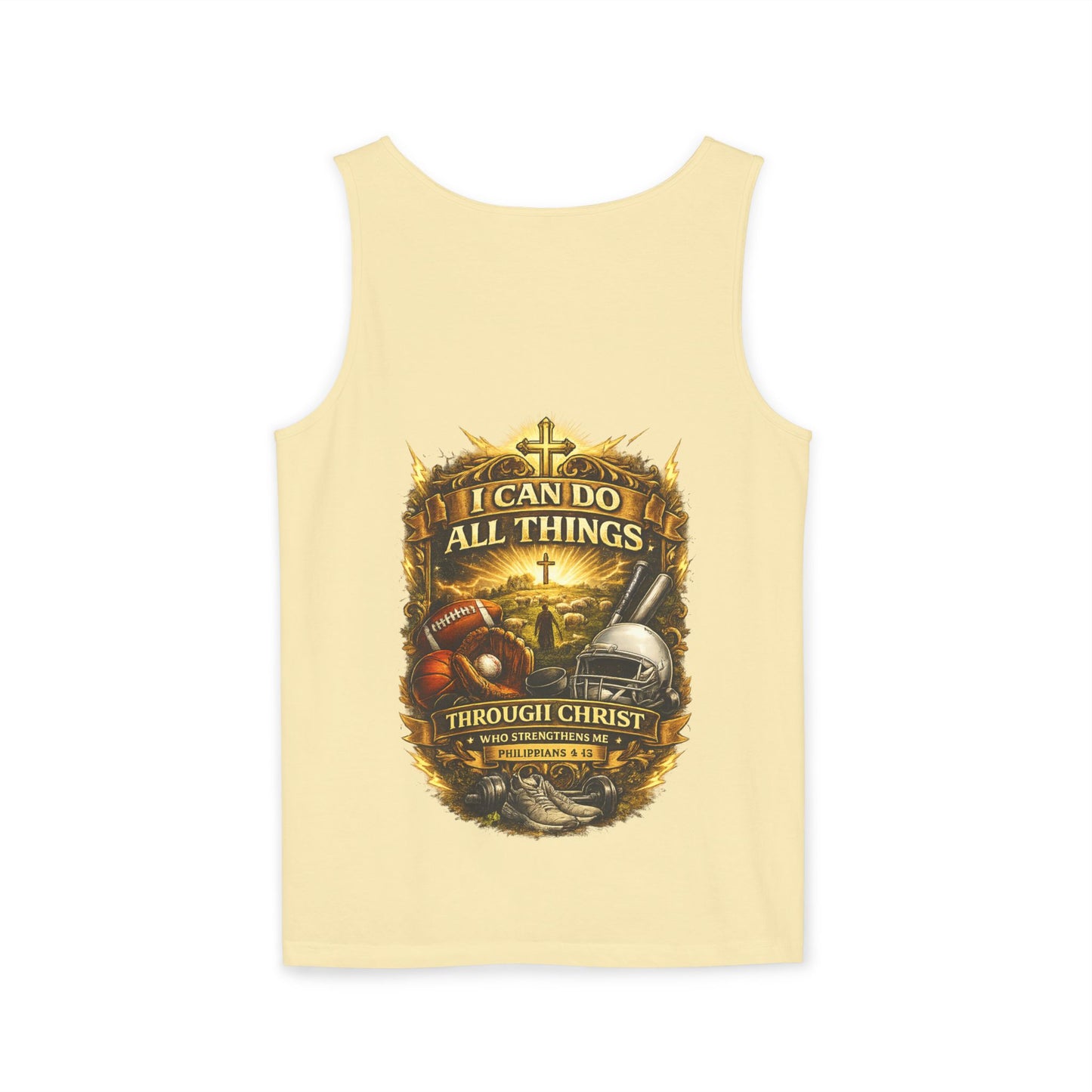 Christian Tank Top — "I Can Do All Things Through Christ" Faith Graphic