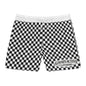 Checkerboard Split Swim Shorts — Men's Mid-Length Beach Trunks