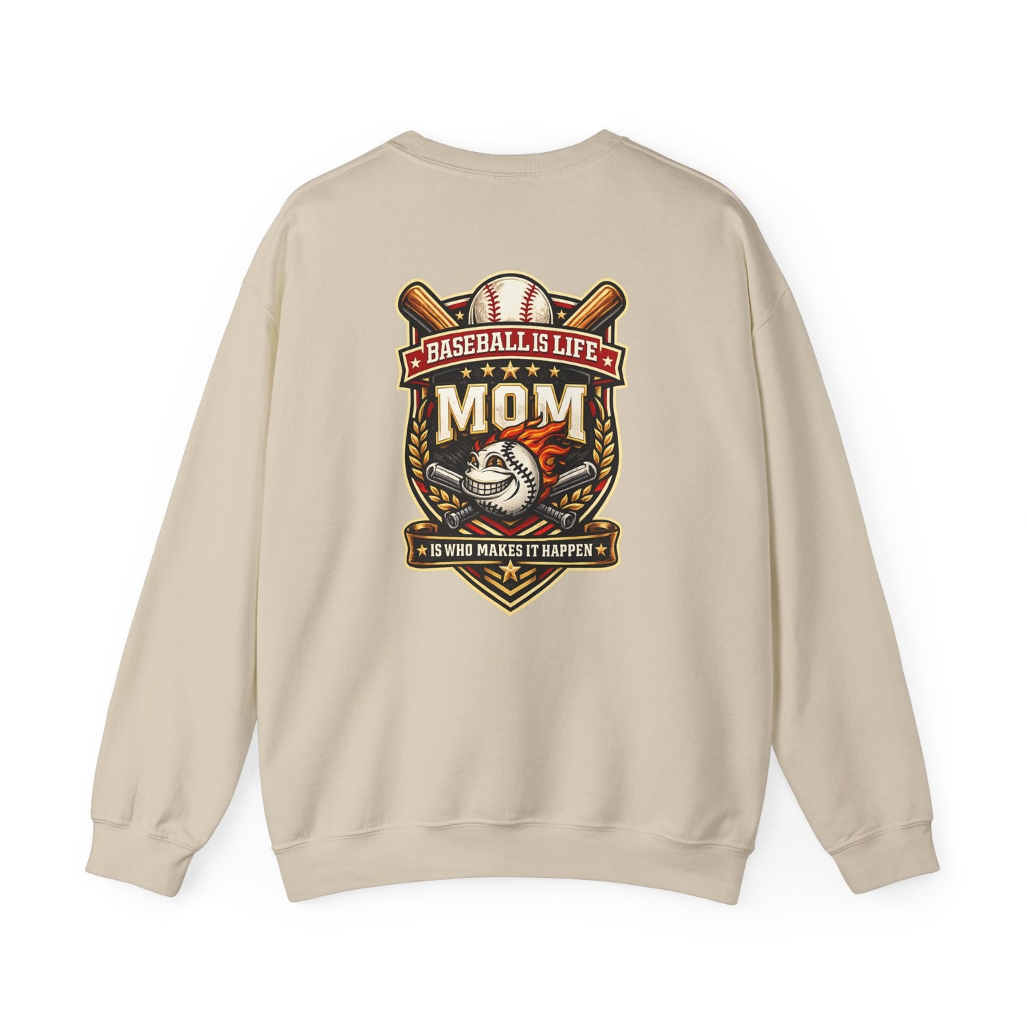 Baseball Mom Crewneck Sweatshirt — "Baseball Is Life" Graphic