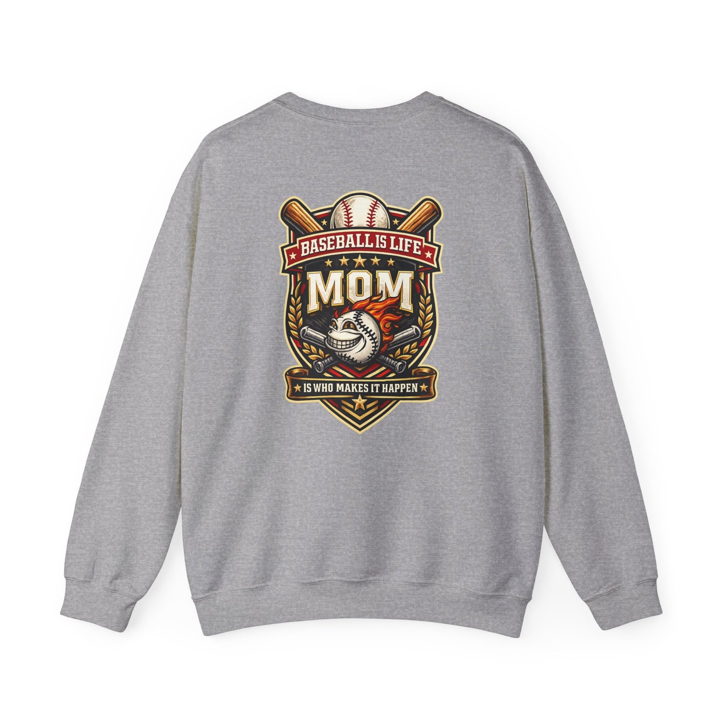 Baseball Mom Crewneck Sweatshirt — "Baseball Is Life" Graphic