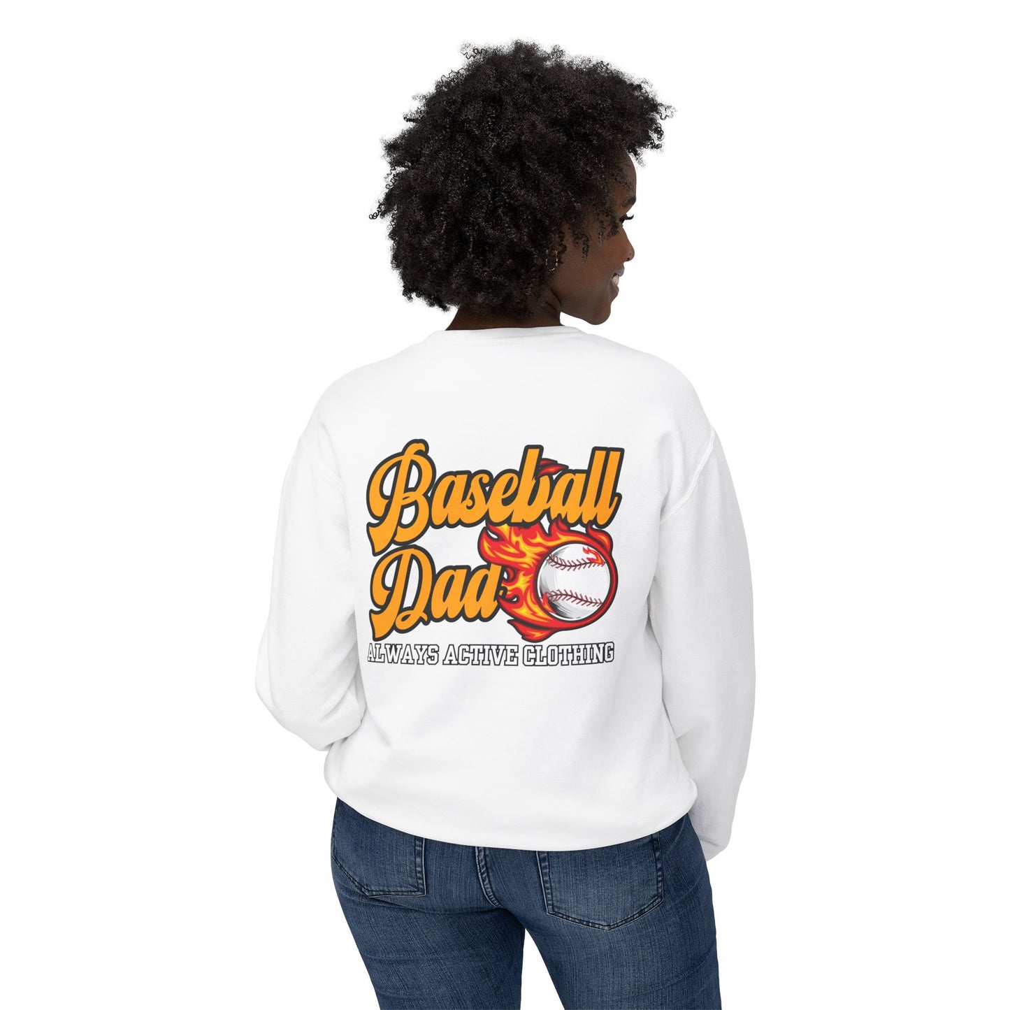 Baseball Dad Crewneck Sweatshirt | Flaming Baseball Graphic