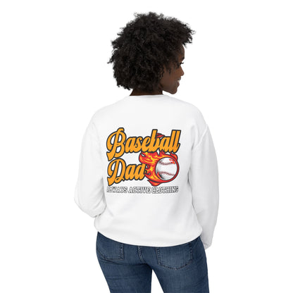 Baseball Dad Crewneck Sweatshirt | Flaming Baseball Graphic