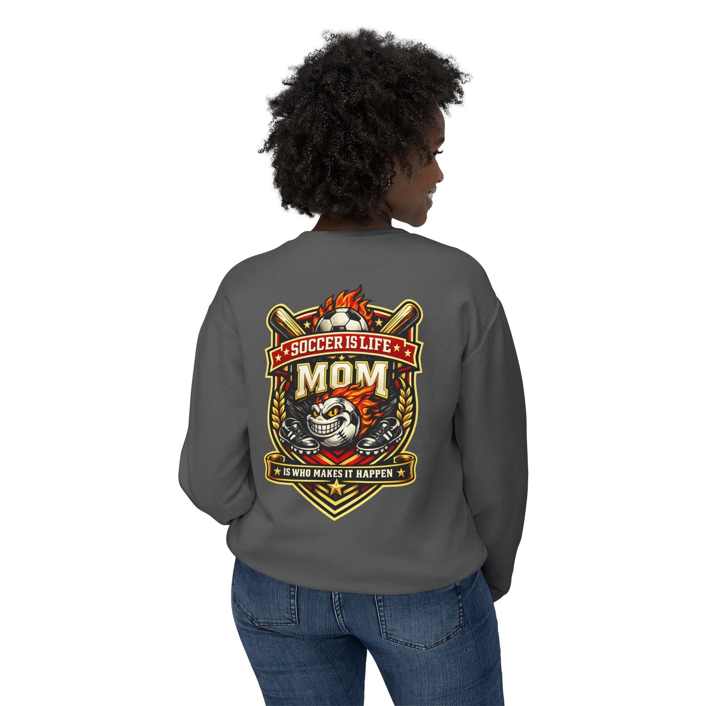 Soccer Is Life Mom Crewneck Sweatshirt — Soccer Mom Graphic Crew