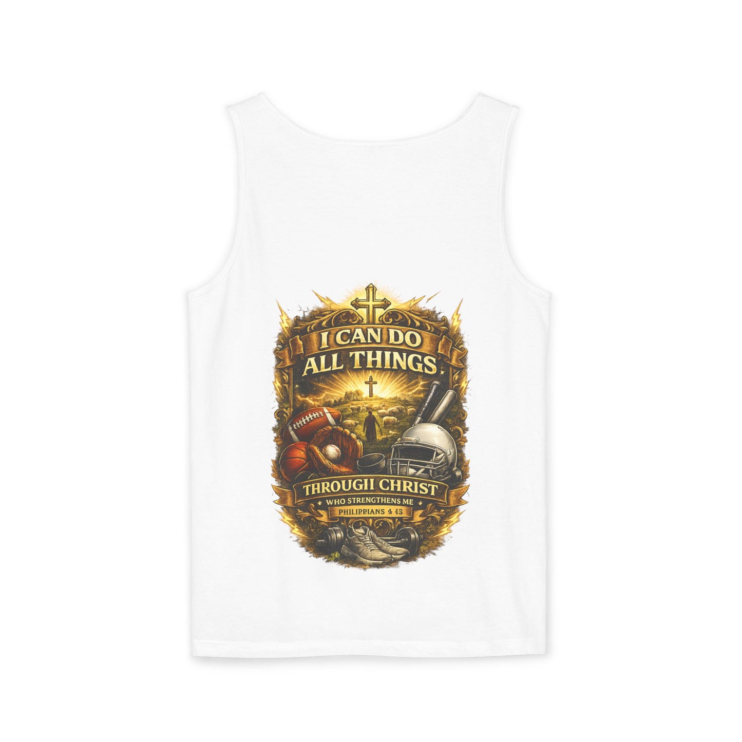 Christian Tank Top — "I Can Do All Things Through Christ" Faith Graphic