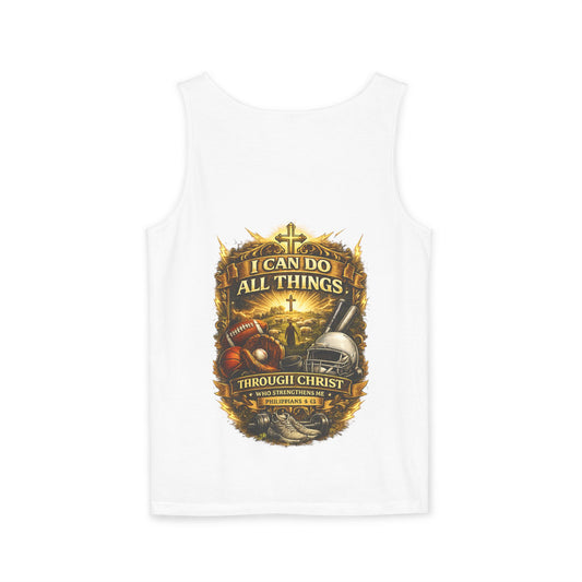 Christian Tank Top — "I Can Do All Things Through Christ" Faith Graphic