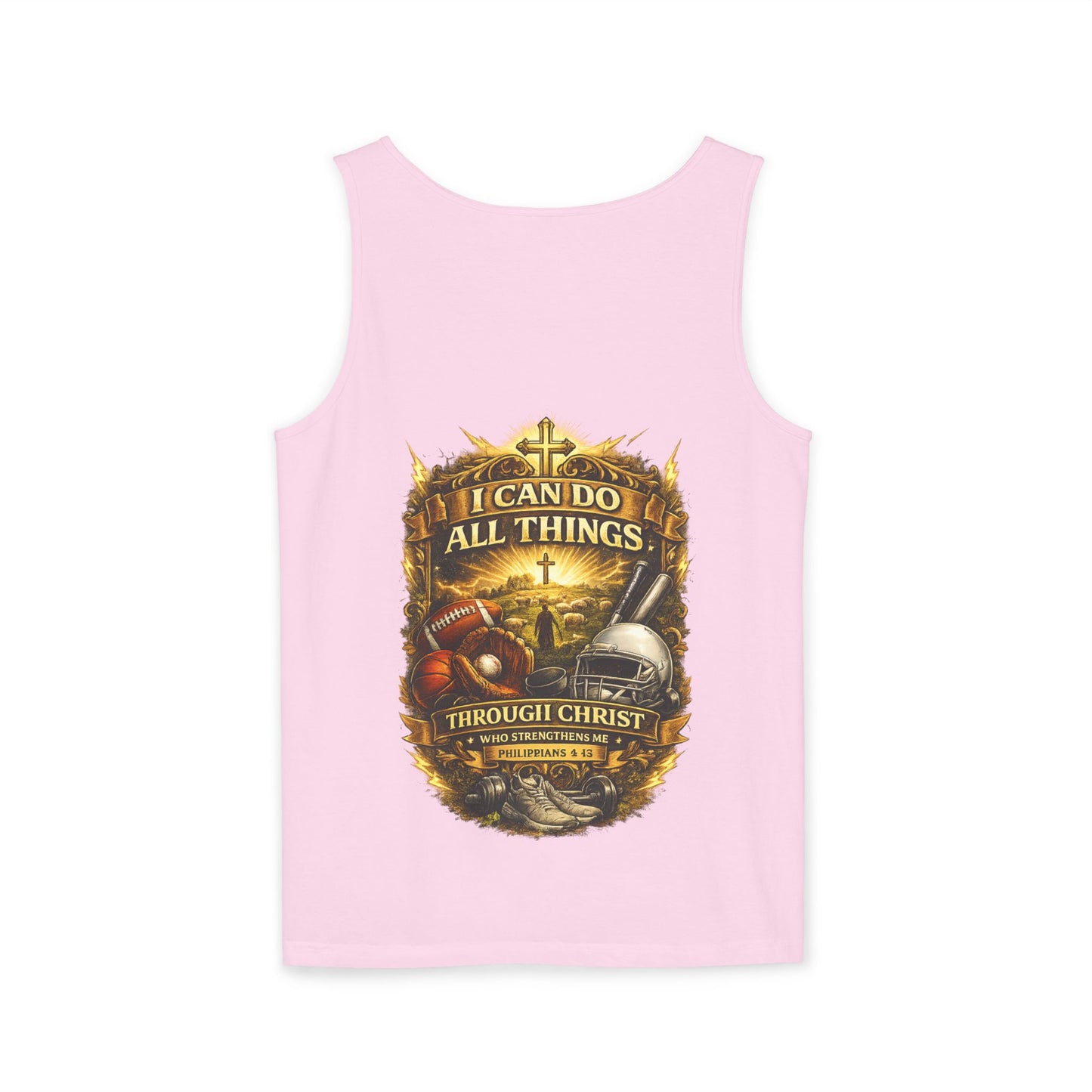 Christian Tank Top — "I Can Do All Things Through Christ" Faith Graphic