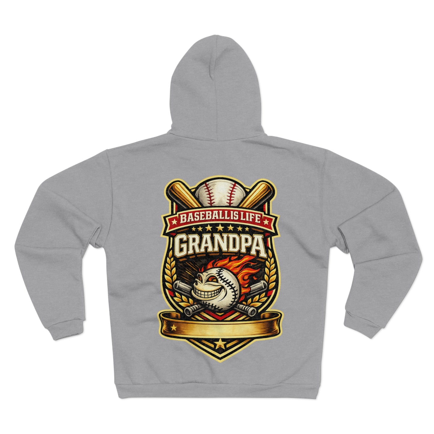 Baseball Grandpa Zip Hoodie — "Baseball's Life" Graphic Zip-Up Sweatshirt