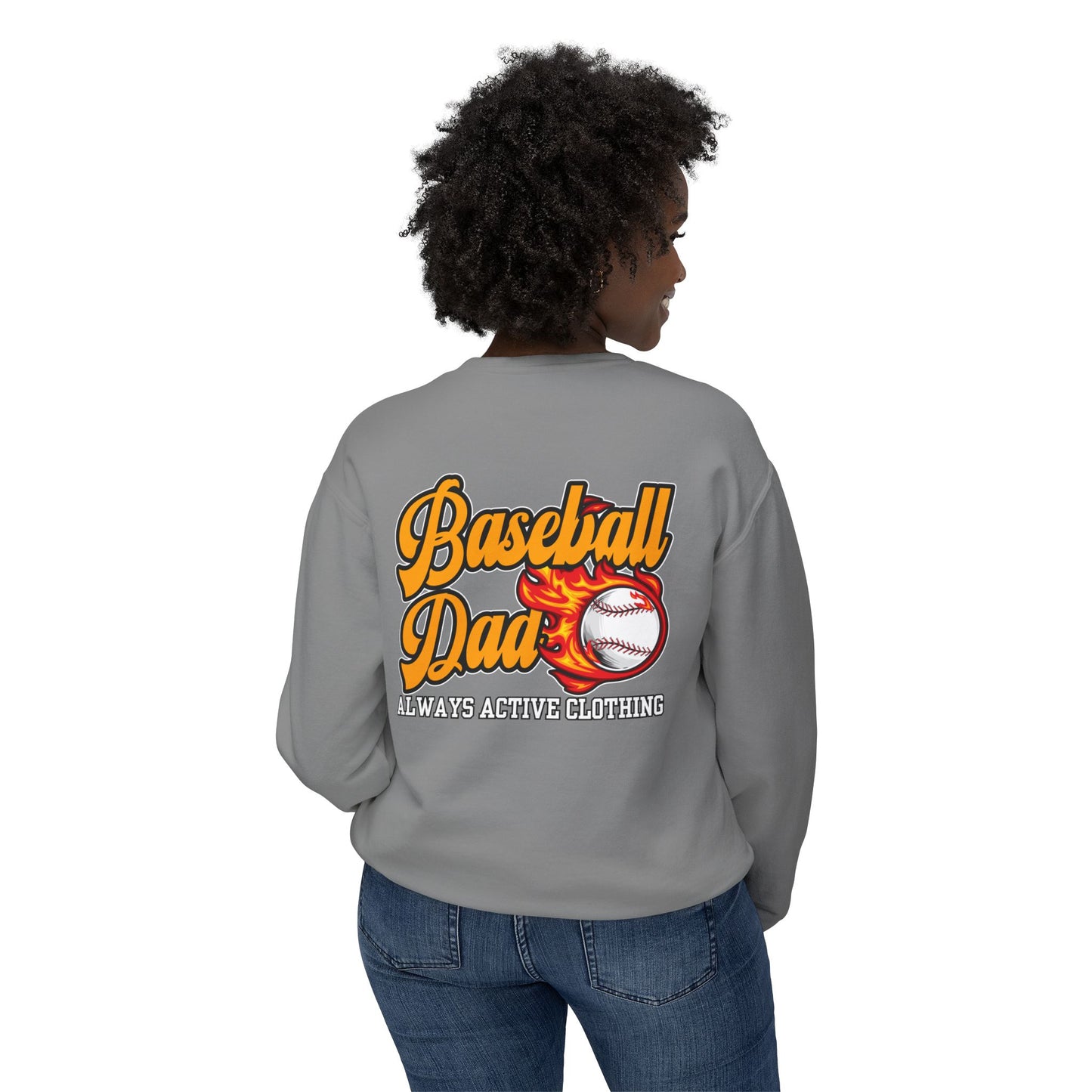 Baseball Dad Crewneck Sweatshirt | Flaming Baseball Graphic