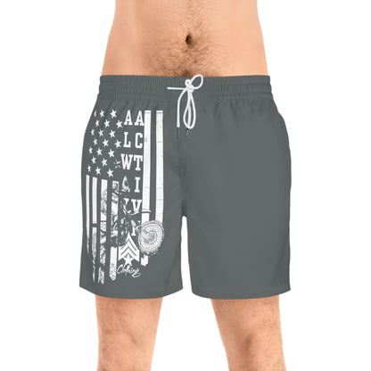 Men's Patriotic Flag Swim Shorts — Distressed American Flag Design