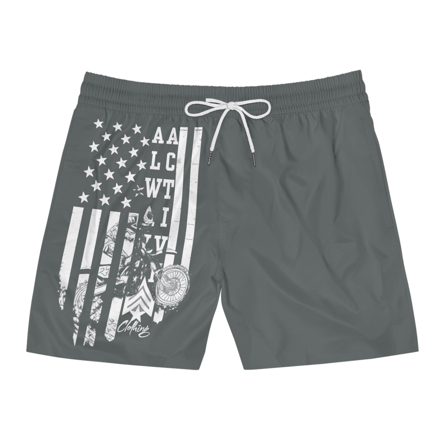 Men's Patriotic Flag Swim Shorts — Distressed American Flag Design