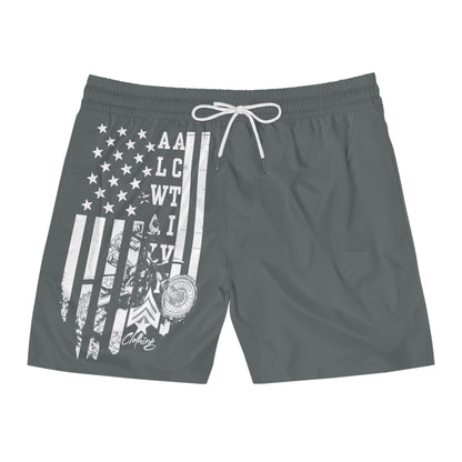 Men's Patriotic Flag Swim Shorts — Distressed American Flag Design