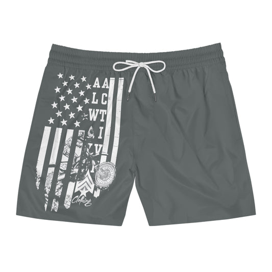 Men's Patriotic Flag Swim Shorts — Distressed American Flag Design